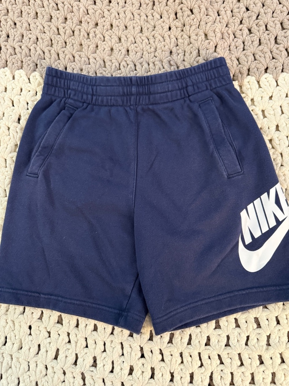 Nike Kids Navy Blue Shorts with White Logo
